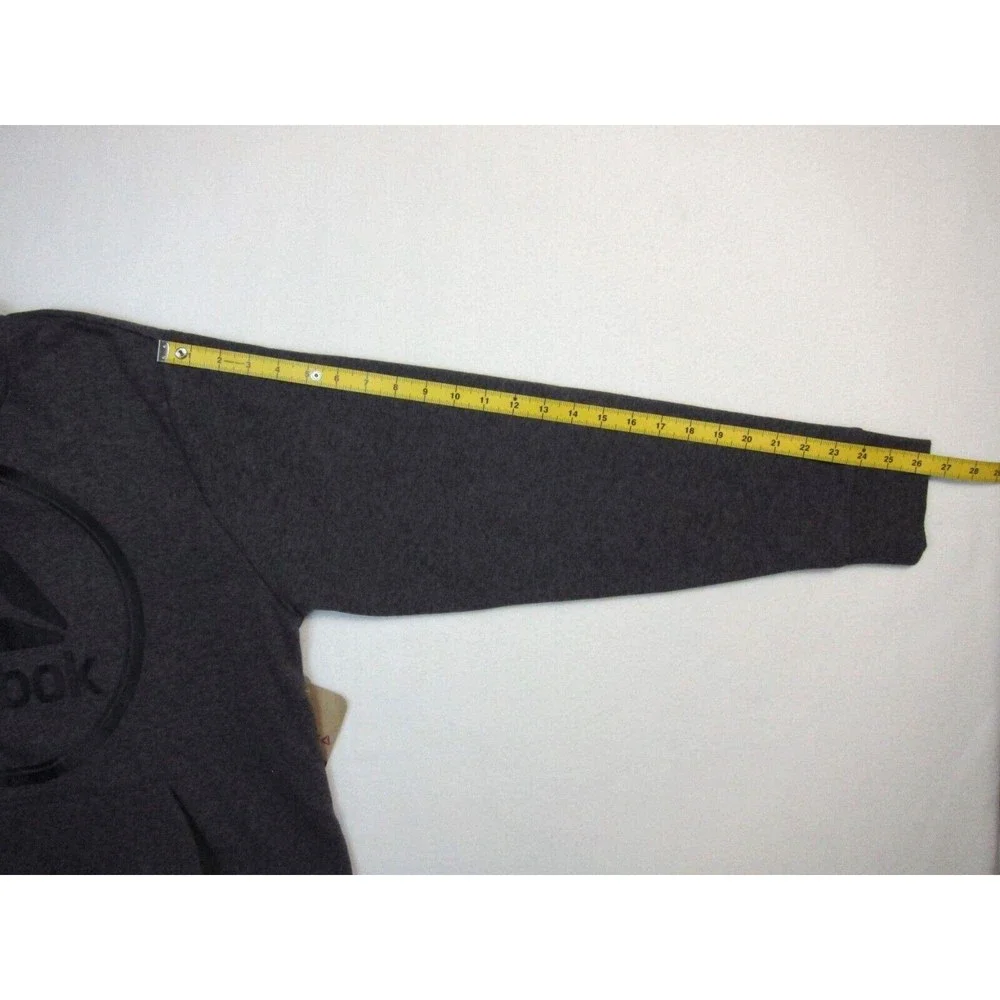 Reebok Men's Rope Climb Long Sleeve Pullover Hoodie Charcoal Heather Fleece L - Picture 8 of 8